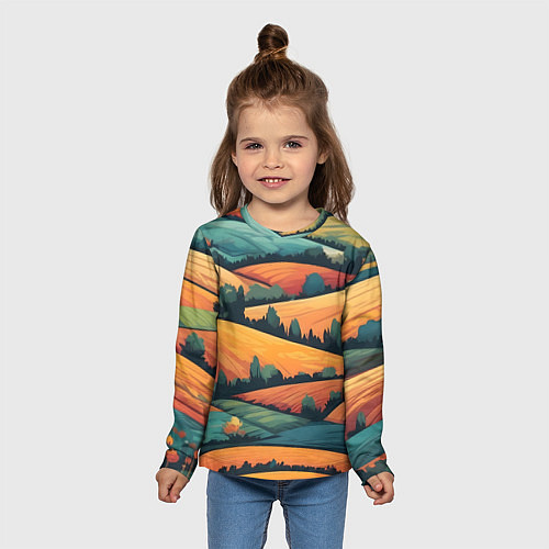 Детский лонгслив Поля луга / 3D-принт – фото 5