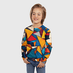 Лонгслив детский Разноцветные треугольники, цвет: 3D-принт — фото 2