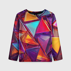 Лонгслив детский Разноцветные треугольники 2, цвет: 3D-принт
