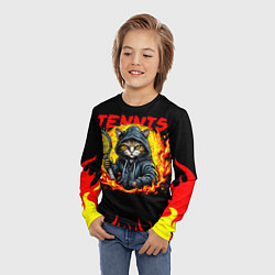 Лонгслив детский Кот теннисист, цвет: 3D-принт — фото 2