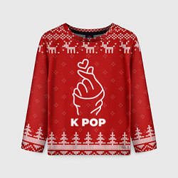 Лонгслив детский Новогодний K Pop с оленями, цвет: 3D-принт