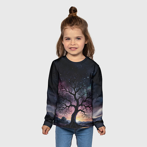 Детский лонгслив Дерево под звездами / 3D-принт – фото 5
