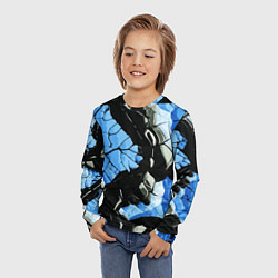 Лонгслив детский Чёрные линии на чёрно-синем фоне, цвет: 3D-принт — фото 2