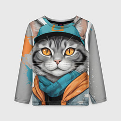 Лонгслив детский Городской кот, цвет: 3D-принт