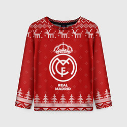 Лонгслив детский Новогодний Real Madrid с оленями, цвет: 3D-принт