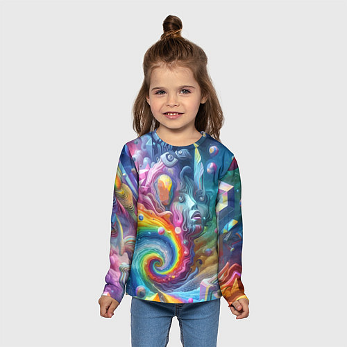 Детский лонгслив Абстрактное граффити с лицом девушки / 3D-принт – фото 5