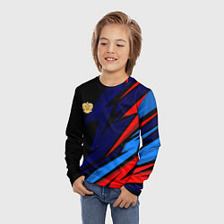 Лонгслив детский Российский герб - Темные цвета, цвет: 3D-принт — фото 2