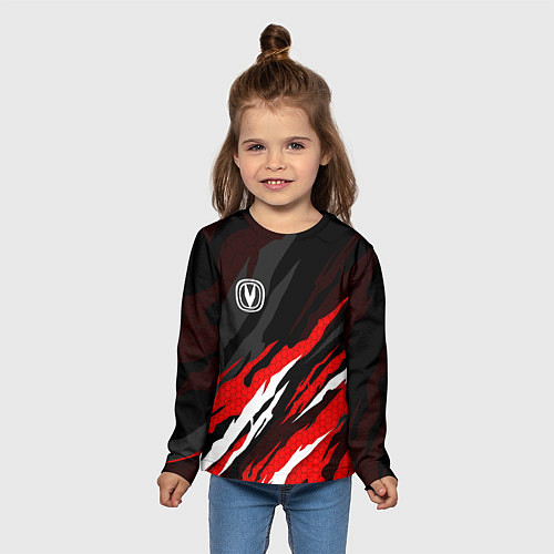 Детский лонгслив Changan - красные языки / 3D-принт – фото 5
