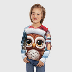 Лонгслив детский Новогодний совенок, цвет: 3D-принт — фото 2