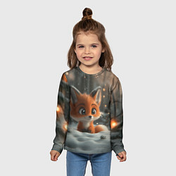Лонгслив детский Лисичка удивляется снегу, цвет: 3D-принт — фото 2