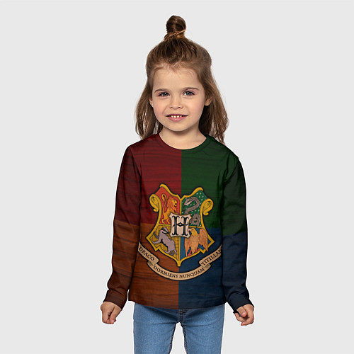 Детский лонгслив Hogwarts emblem / 3D-принт – фото 5