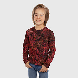 Лонгслив детский Красная трава на чёрном фоне, цвет: 3D-принт — фото 2