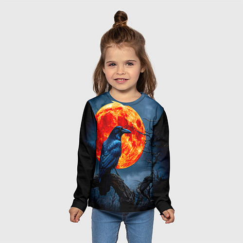 Детский лонгслив Ворон на закате / 3D-принт – фото 5