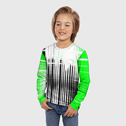 Лонгслив детский Зелёно-чёрный гранж на белом фоне, цвет: 3D-принт — фото 2