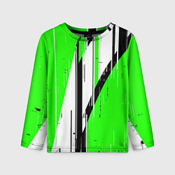 Детский лонгслив Black and white vertical stripes on a green backgr