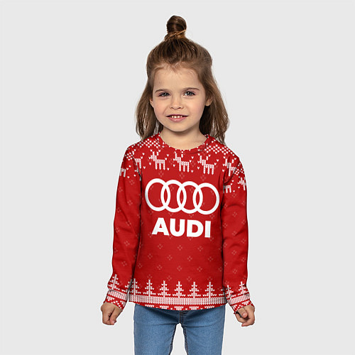 Детский лонгслив Новогодний Audi с оленями / 3D-принт – фото 5