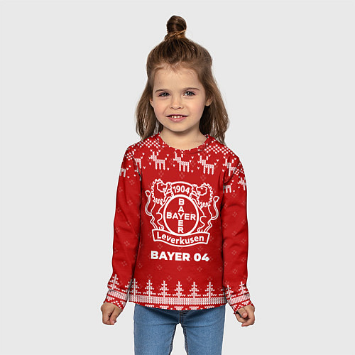 Детский лонгслив Новогодний Bayer 04 с оленями / 3D-принт – фото 5