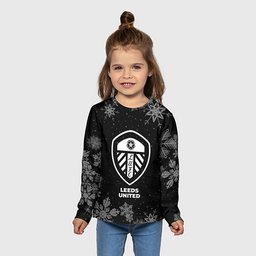 Детский лонгслив Снежный Leeds United / 3D-принт – фото 5