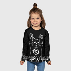 Лонгслив детский Кукрыниксы: рок кот, цвет: 3D-принт — фото 2