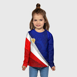 Лонгслив детский Герб России - триколор, цвет: 3D-принт — фото 2