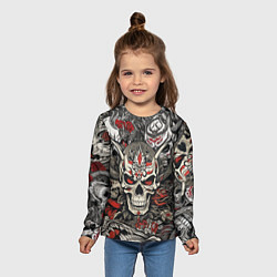 Лонгслив детский Череп в маске Хання, цвет: 3D-принт — фото 2