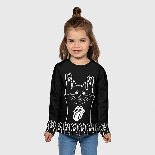 Детский лонгслив Rolling Stones: cat rock / 3D-принт – фото 5