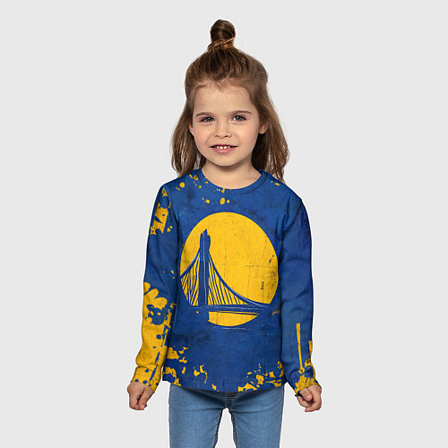 Детский лонгслив Голден Стэйт Уорриорз лого / 3D-принт – фото 5