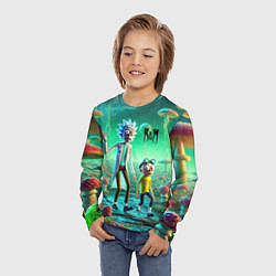 Лонгслив детский Рик и Морти изучают планету мухоморов - нейроарт ф, цвет: 3D-принт — фото 2