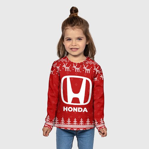 Детский лонгслив Новогодний Honda с оленями / 3D-принт – фото 5