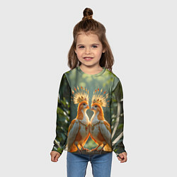 Лонгслив детский Влюбленные птички с коронами, цвет: 3D-принт — фото 2