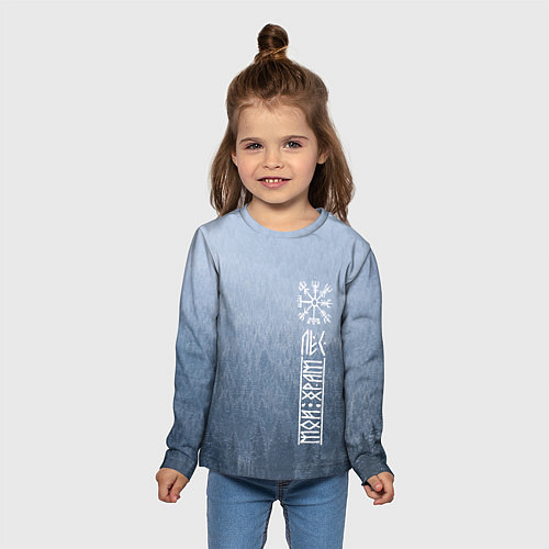 Детский лонгслив Обережный компас рун и северный лес / 3D-принт – фото 5