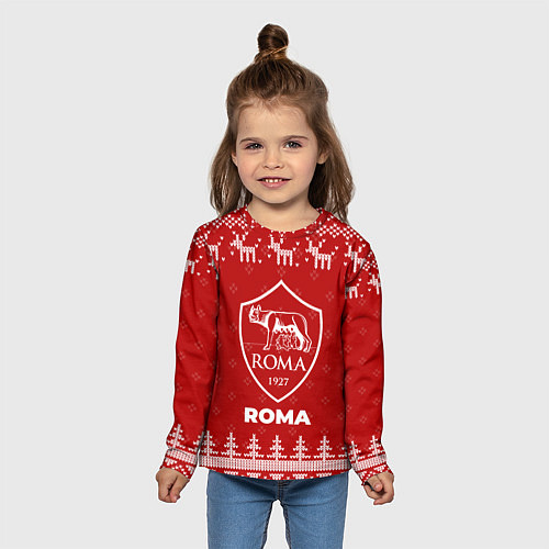 Детский лонгслив Новогодний Roma с оленями / 3D-принт – фото 5
