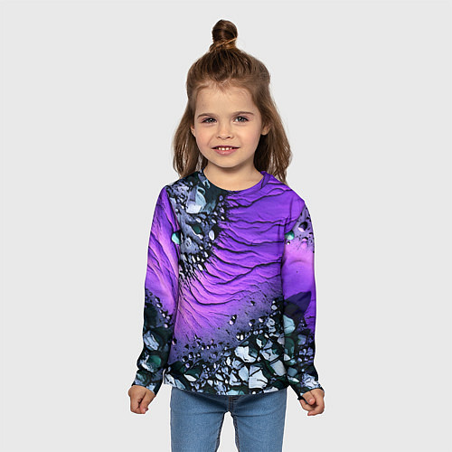 Детский лонгслив Камни и фиолетовая земля / 3D-принт – фото 5
