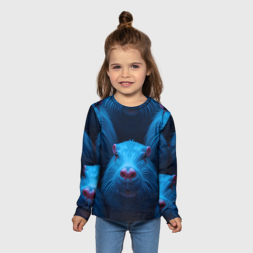 Детский лонгслив Синие капибары / 3D-принт – фото 5