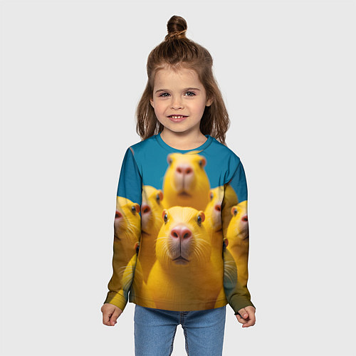 Детский лонгслив Желтые капибары / 3D-принт – фото 5