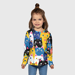 Лонгслив детский Много цветных котиков, цвет: 3D-принт — фото 2