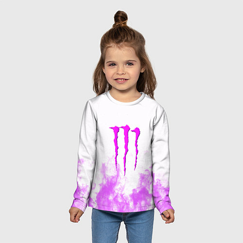 Детский лонгслив Monster energy neon flame / 3D-принт – фото 5