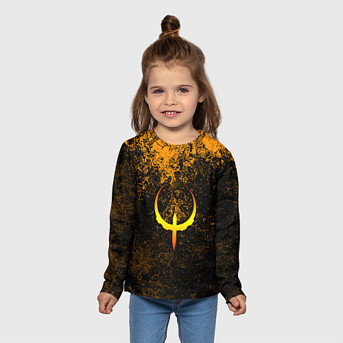 Детский лонгслив Quake краски брызги оранжевый / 3D-принт – фото 5