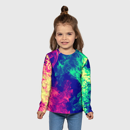 Детский лонгслив Огненный стиль текстура / 3D-принт – фото 5