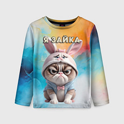 Лонгслив детский Кот в шапке зайца, цвет: 3D-принт