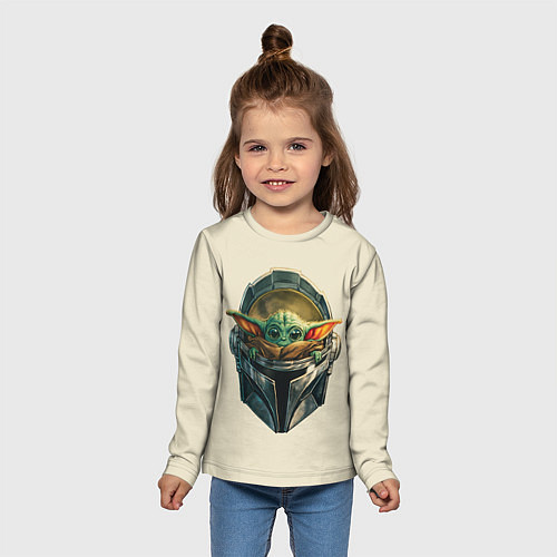 Детский лонгслив Малыш Грогу внутри шлема Мандалорец / 3D-принт – фото 5