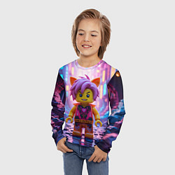 Лонгслив детский Роблокс с фиолетовыми волосами, цвет: 3D-принт — фото 2