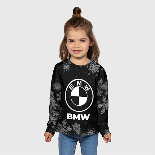 Детский лонгслив Снежный BMW / 3D-принт – фото 5