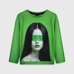 Лонгслив детский Pop art девушка на зеленом фоне, цвет: 3D-принт