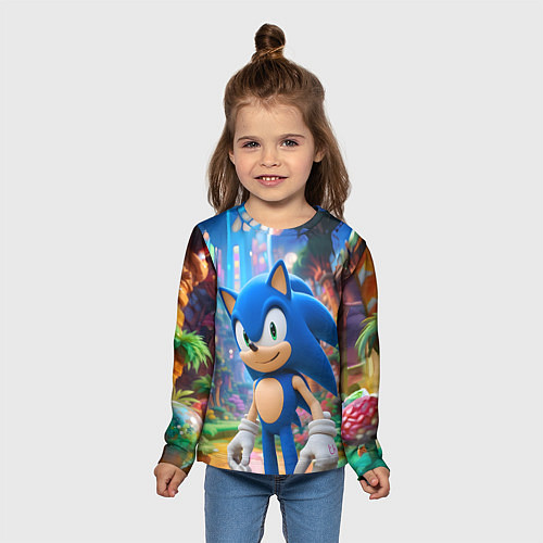 Детский лонгслив Sonic красочный мир / 3D-принт – фото 5
