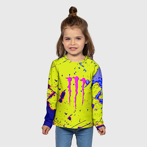 Детский лонгслив Monster energy краски / 3D-принт – фото 5