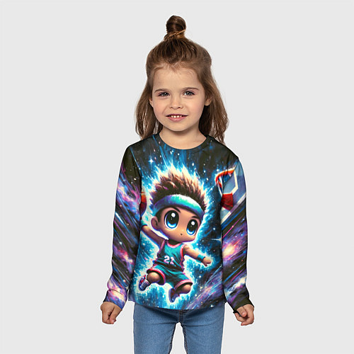 Детский лонгслив Бейсболист с мячом / 3D-принт – фото 5