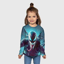 Лонгслив детский Свирепый Веном - неоновое свечение, цвет: 3D-принт — фото 2