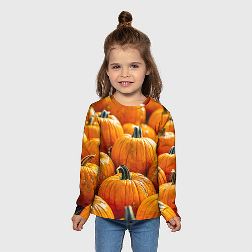Детский лонгслив Много тыкв / 3D-принт – фото 5