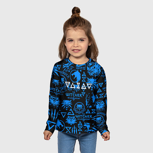 Детский лонгслив The Witcher logo pattern / 3D-принт – фото 5
